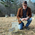 Sibray at Grave of Likker Charlie Mills