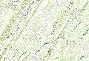 Map showing Keyser and Burlington West Virginia