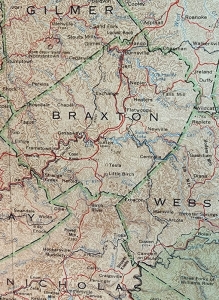 Map showing Flatwoods West Virginia