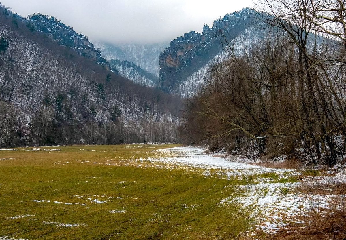 Champe Rocks rise above the South Branch Valley in Pendleton County, West Virginia. The towering sandstone formation is named for Revolutionary War Sgt. Maj. John Champe, whom George Washington selected for a daring mission to capture Benedict Arnold. (Photo Rick Burgess)