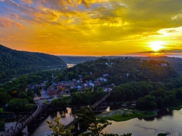 The sun sets over Harpers Ferry