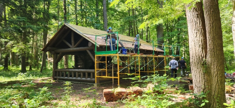 Repair of historic forest pavilion at Blue Bend earns preservation award