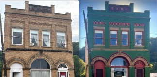 Badly painted brick at Grantsville WV