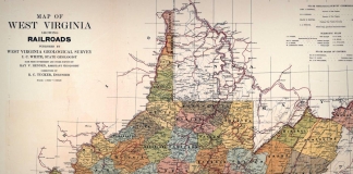 Section of 1918 map of West Virginia Railroads 1