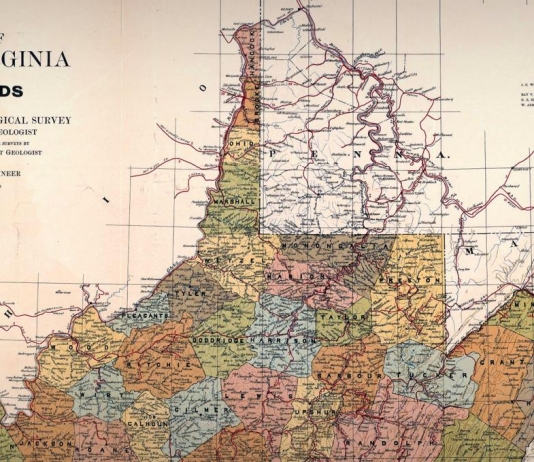 Section of 1918 map of West Virginia Railroads 1