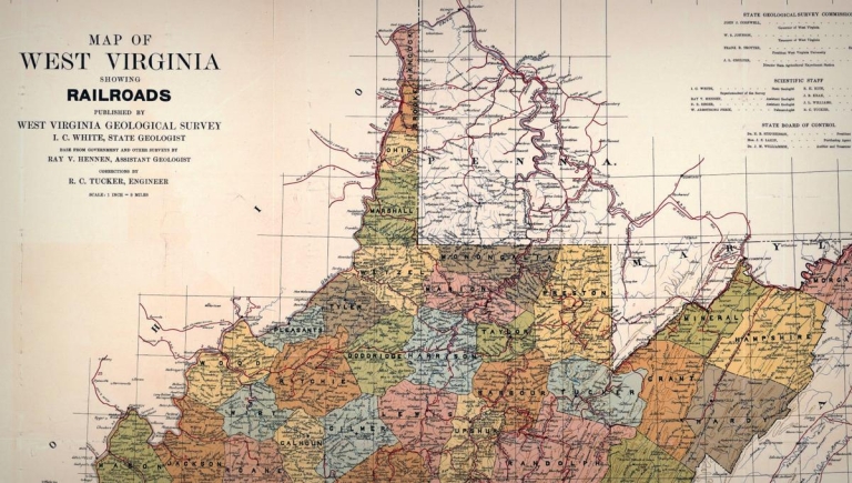 Unique northern panhandle of West Virginia created by historic dispute