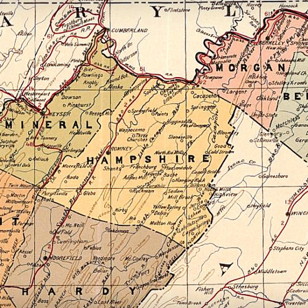 Map showing eastern panhandle of West Virginia - West Virginia Explorer