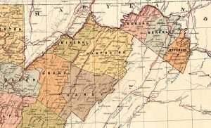 Map Showing Eastern Panhandle Of West Virginia