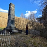 David Sibray studies the Beury Monument