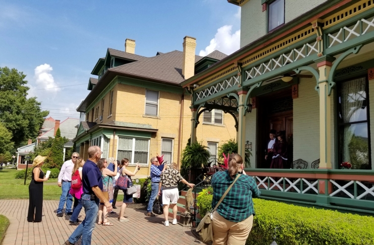 Members of the Preservation Alliance of West Virginia explorer historic homes in Parkersburg, West Virginia.