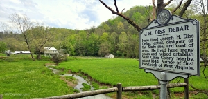 The home of J.H. Diss Debar stands along WV-18 near Santa Clara, West Virginia.