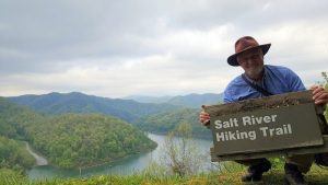 The Salt River Trail follows an old strip mine bench high about R.D. Bailey Lake.