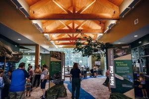 Tourists explore the Claudia Workman Wildlife Education Center at the Forks-of-Coal State Nature Center.