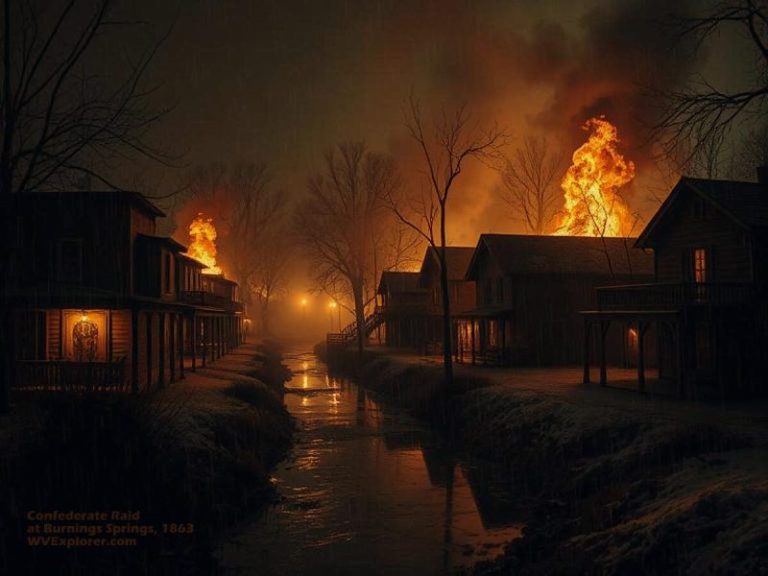 Newspapers of the time reported that the fire at Burning Springs was visible from 40 miles away in Parkersburg, West Virginia.