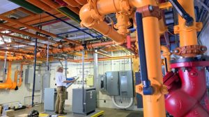 Commercial Real Estate: David Sibray studies the building's infrastructure, built to exacting federal standards.