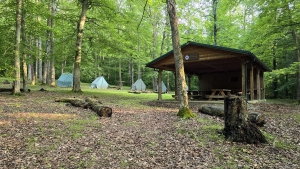 A group campsite is readied for the summer 2025 arrival of scouts.