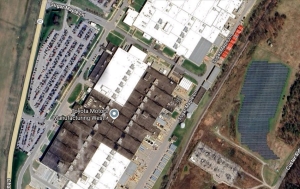 At right in this image, Toyota West Virginia maintains the largest solar array in West Virginia.