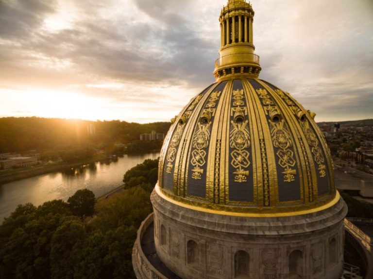 The dome of the West VIrginia Statehouse rises above one of the nation's new biking destinations. (Photo courtesy Charleston CVB)
