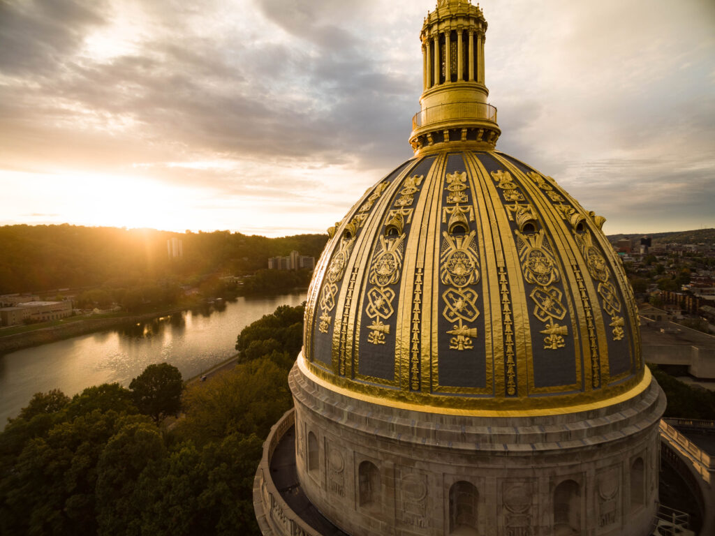 The dome of the West VIrginia Statehouse rises above one of the nation's new biking destinations. (Photo courtesy Charleston CVB)