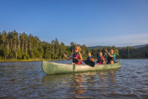 Shavers Lake serves as the hub for summer water recreation, offering swimming, paddling, kayaking and beach activities.