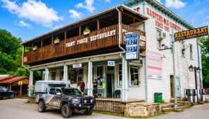 Visitors gather at Harper's Old Country Store, one of the oldest stores in West Virginia. 