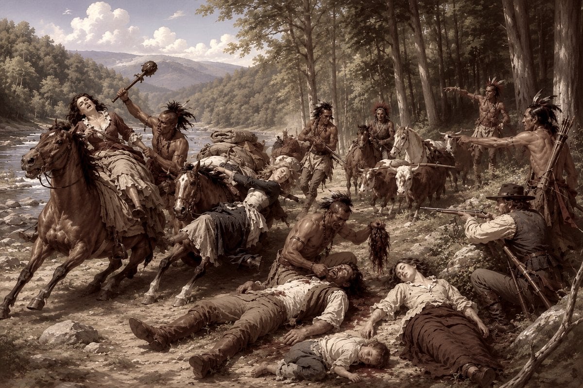 A party of travelers bound for the Cumberland Gap in 1779 were scalped and captured in what is remembered as the Pauley Massacre.
