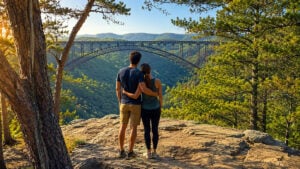 The New River Gorge Bridge is the river's most recognizable landmark, though the famous gorge represents only a small portion of the New River's 360-mile course through Appalachia.