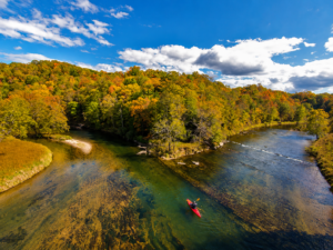 The north and south forks of the New River join near Mouth of Wilson, Va.