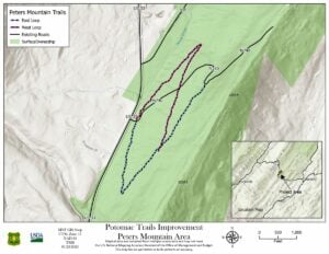 When completed, the trail system will traverse the westward flank of Peters Mountain. (U.S. Forest Service Map)