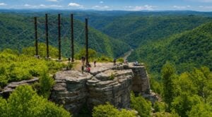 Raven Rock overlooks the Cheat River Canyon on the border of Preston County and Monongahela County.