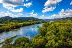 The New River enters the Bluestone Lake backcountry at the West Virginia border. (Photo courtesy W.Va. Conservancy)