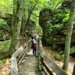An elaborate system of boardwalks weaves throught the boulders at Beartown State Park.