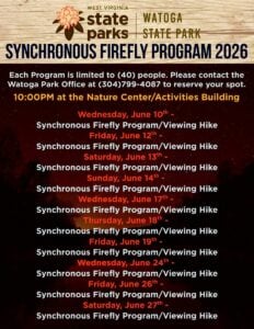 Watoga State Park June Fireflies Program 2026