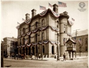 Tourists visit Independence Hall in Wheeling, one of West Virginia's most significant historic landmarks and a popular destination during Fourth of July celebrations.