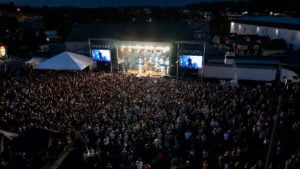 Crowds fill the amphitheater at the Wild Trails Festival 2025.