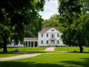 The reconstructed Blennerhassett Mansion stands on Blennerhassett Island Historical State Park near Parkersburg, West Virginia. The original home of Harman and Margaret Blennerhassett became the headquarters of Aaron Burr's mysterious western expedition in 1805 and 1806 before the conspiracy unraveled.