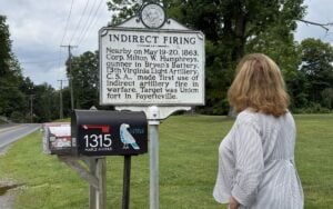A West Virginia historical marker near Fayetteville commemorates the first documented use of indirect artillery fire in modern warfare. On May 19–20, 1863, Confederate artilleryman Milton W. Humphreys pioneered the tactic while firing on Union-held Fort Scammon from behind a wooded ridge.