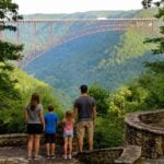 A family enjoys a quiet moment overlooking the New River Gorge Bridge. Many first-time visitors underestimate the size of the national park region and end up wishing they had planned a longer stay, local tourism officials say. (Photo: David Sibray)