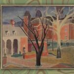 A color woodblock print by West Virginia modernist Blanche Lazzell, "Campus, W.Va. University," is among the artist's celebrated works. Many of Lazzell's prints and paintings will be featured this fall in the largest exhibition ever presented by the Art Museum of WVU. (WVU Illustration)