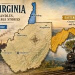 A map highlights West Virginia's Northern and Eastern panhandles, two regions created by remarkably different chapters in the state's history. (WVExplorer Illustration)