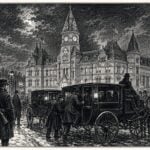 Illustration depicting West Virginia senators secretly leaving Charleston in 1911 to deny a quorum and prevent the Legislature from electing two U.S. senators, creating one of the state's most dramatic political crises.