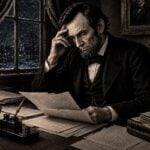 President Abraham Lincoln reviews documents in late 1862 as he weighs whether to sign the legislation admitting West Virginia to the Union, a decision that would permanently change the map of the United States.