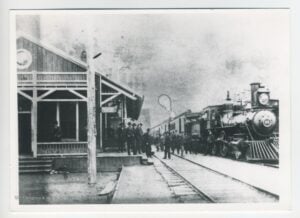Chesapeake & Ohio Train No. 14 stands at Alderson, West Virginia, on March 26, 1891, about 30 minutes before it wrecked in nearby Mann Tunnel. The photograph provides a rare contemporary view of West Virginia passenger rail travel in the same year as the deadly Kanawha & Michigan wreck near Dunbar. (West Virginia & Regional History Center, WVU Libraries)