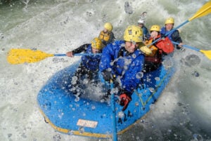 A rafting crew crashes through the Gauley River's powerful whitewater during the annual fall Gauley Season in West Virginia. (NPS photo)