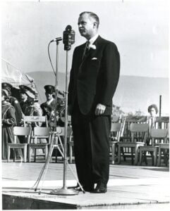 West Virginia Gov. W. W. “Wally” Barron poses for a portrait circa 1962, during his 1961–1965 term as governor. (West Virginia & Regional History Center, Morgantown Post Collection)