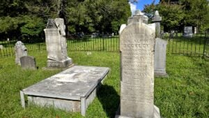 The grave of Gen. Alfred Beckley (1802–1888), founder and namesake of Beckley, stands at Wildwood Cemetery near graves of the Prince family. Beckley and his cousin Clarkson Prince were among the five trustees named when Beckley was incorporated in 1838.