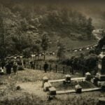 Mourners gather for the 1929 funeral of Levicy Chafin Hatfield in Logan County, West Virginia. Funerals were once deeply communal events in the Mountain State, with relatives and neighbors assuming many of the duties later performed by funeral homes. (West Virginia & Regional History Center, WVU Libraries)