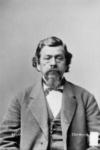 Charles Blue Jacket, a Shawnee man, was photographed by C.M. Bell in Washington, D.C., on April 1, 1880. (Smithsonian Institution, National Anthropological Archives)