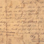 Daniel Boone prepared this survey of ten acres along Crooked Creek in Kanawha County on June 14, 1791. The original manuscript, signed by Boone, is preserved by the West Virginia State Archives. (West Virginia State Archives)