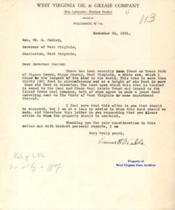 In a Nov. 24, 1931, letter to West Virginia Gov. William G. Conley, Emmett Keadle of Williamson described the enormous Mingo Oak and reported that its owners were willing to convey the tree and surrounding property to the state for preservation.